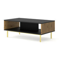COUCHTISCH Schwarz, Artisan-Schwarz, Gold 90/43/60 - Goldfarben/Schwarz, Holzwerkstoff (90/43/60cm) - RAUMHIRSCH FURNITURE