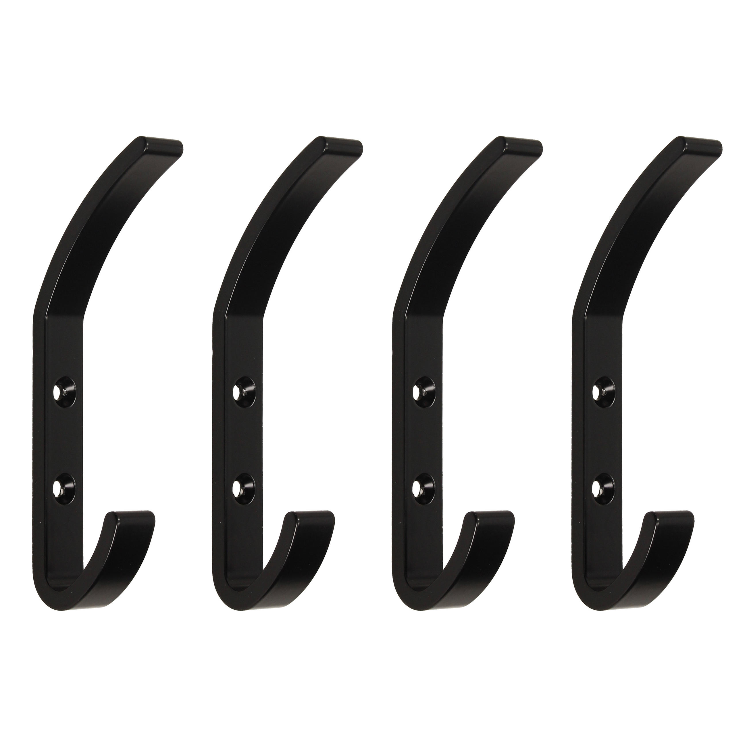 WANDHAKEN Nelson, Aluminium, Schwarz lackiert 4er-set - Schwarz, Metall (1.4/4.5/4.1cm) - EMUCA