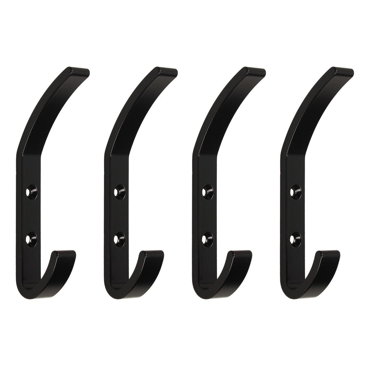 WANDHAKEN Nelson, Aluminium, Schwarz lackiert 4er-set - Schwarz, Metall (9/4.5/14cm) - EMUCA