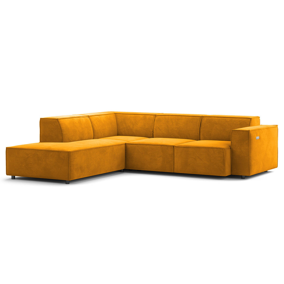 ECKSOFA mit Ottomane - Gelb/Schwarz, Kunststoff/Textil (260/234cm) - home24
