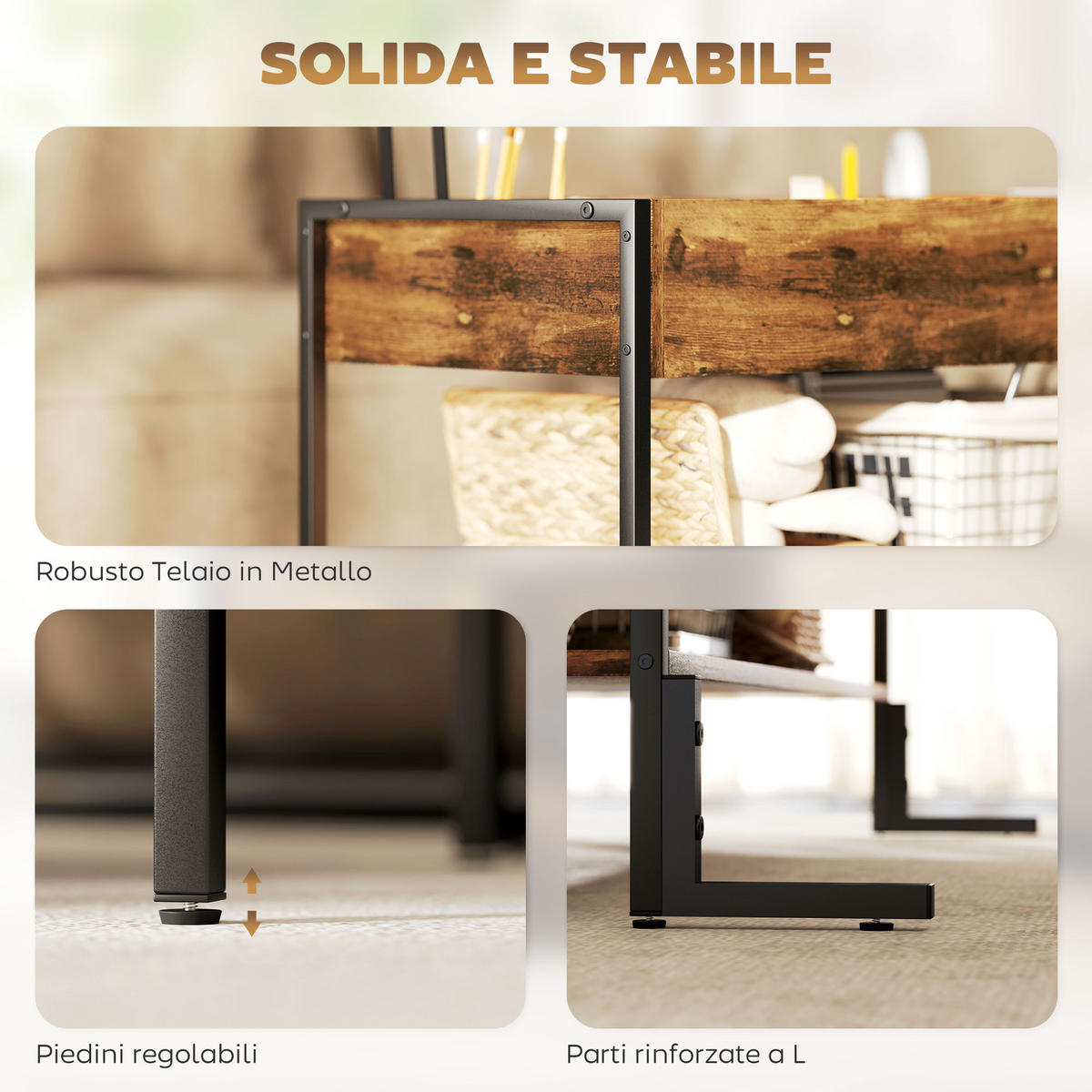 COUCHTISCH Braun 1 Stück - Braun, Metall (95/40/59cm) - GiPP