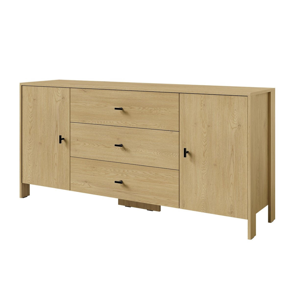 KOMMODE mit Schubladen Ethan 2D3S 160 Eiche Cremona - Eichefarben/Schwarz, Holzwerkstoff/Metall (160/76/40cm) - mzm24