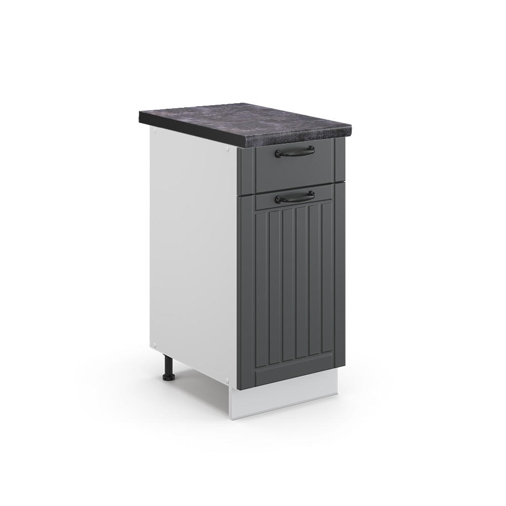 KÜCHENUNTERSCHRANK Fame-Line Anthrazit Landhaus 40 cm, AP Anthrazit - Anthrazit/Weiß, Holzwerkstoff (40/82/60cm) - Vicco