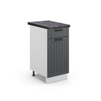 KÜCHENUNTERSCHRANK Fame-Line Anthrazit Landhaus 40 cm, AP Anthrazit - Anthrazit/Weiß, Holzwerkstoff (40/82/60cm) - Vicco