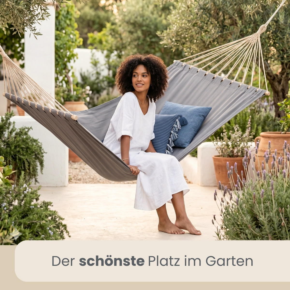 XXL-HÄNGEMATTE für 2 Personen bis 150kg, 200/120 cm, Grau - Grau, Textil (120/2.5/200cm) - Amanka