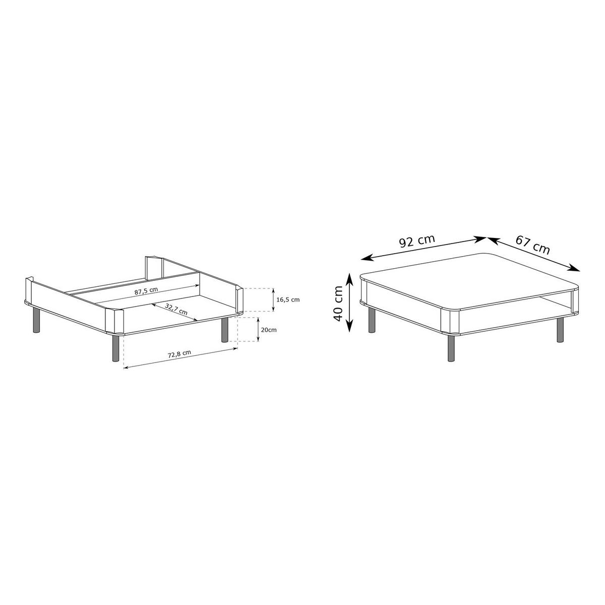 COUCHTISCH Novado NO-10 92 x 67 x 40 cm Greige - Greige, Holzwerkstoff/Metall (67/92/40cm) - Koseto