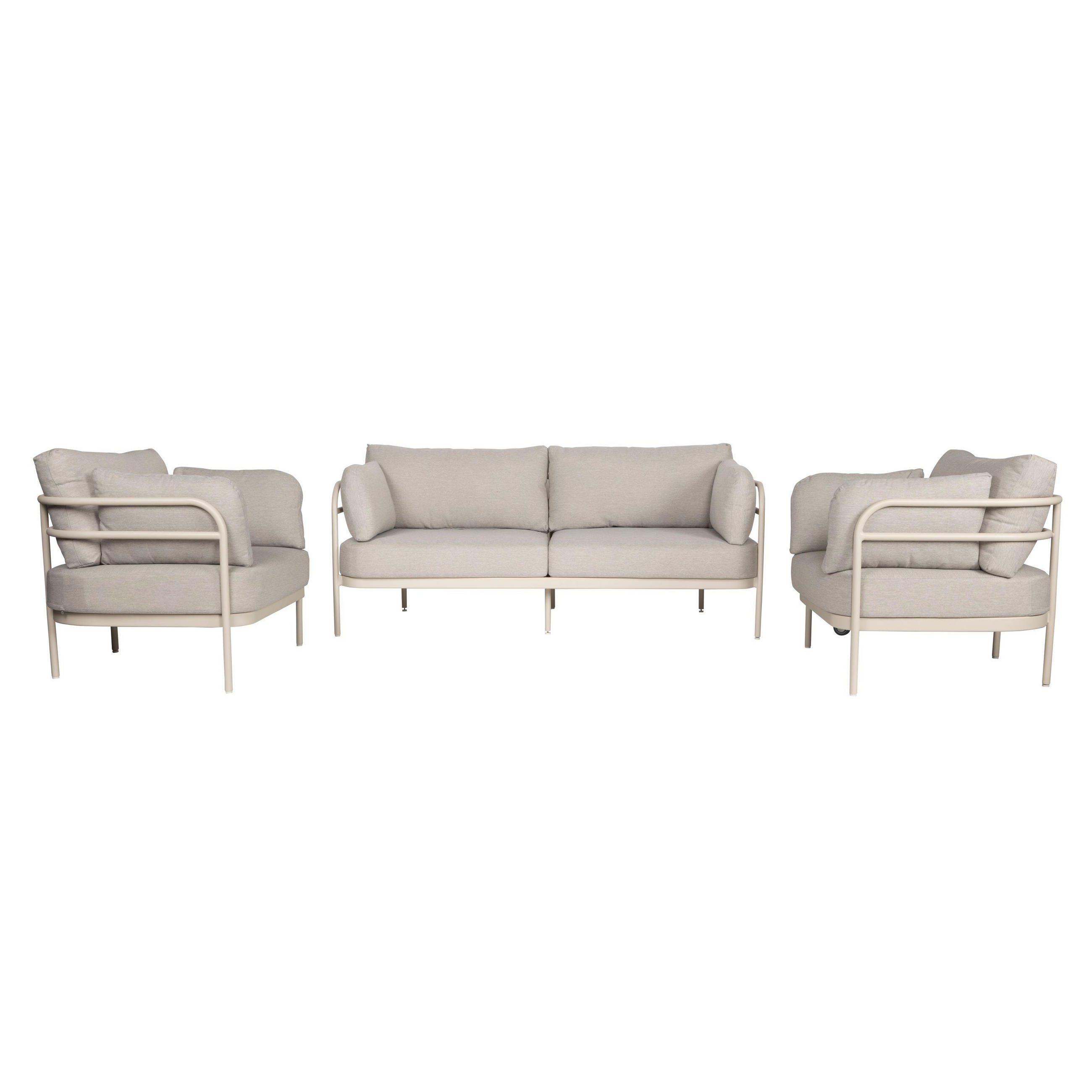 GARTENSET Vista Sofa/ 2 Sessel - Beige, Kunststoff - Zuiver