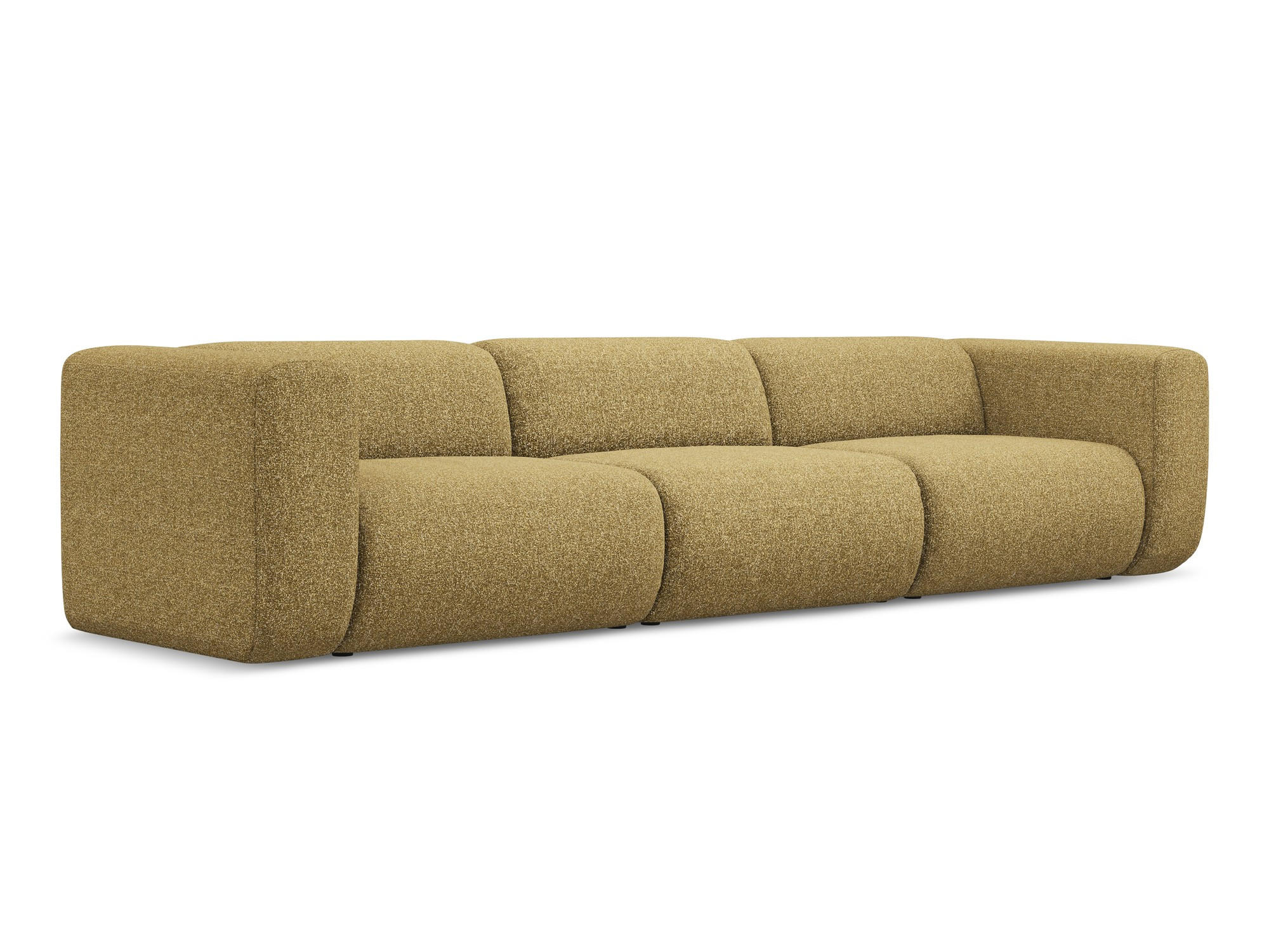 4-SITZER-SOFA Strukturstoff Stoff Gelb - Currygelb/Gelb, Kunststoff/Textil (319/70/89cm) - Makamii