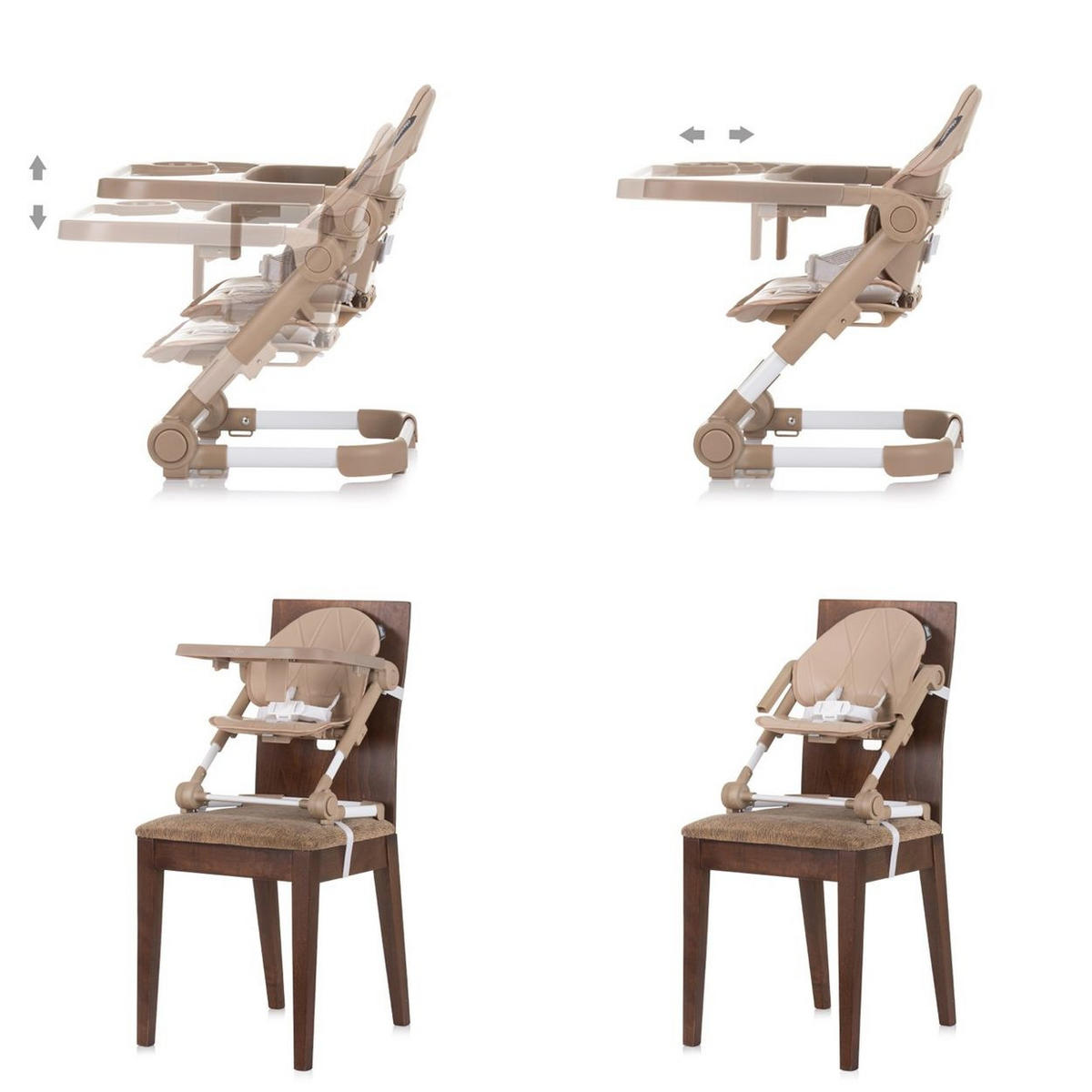 HOCHSTUHL Booster Muffin beige klappbar, Gurt, höhenerstellbar, Tablett - Beige, Kunststoff (30/35/30cm) - Chipolino