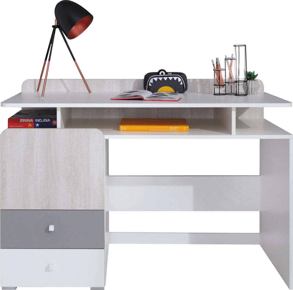 SCHREIBTISCH TREVISO 125x55x86 cm Bürotisch Computertisch, Weiß - Weiß, Holzwerkstoff (55/125/86cm) - MASSENO