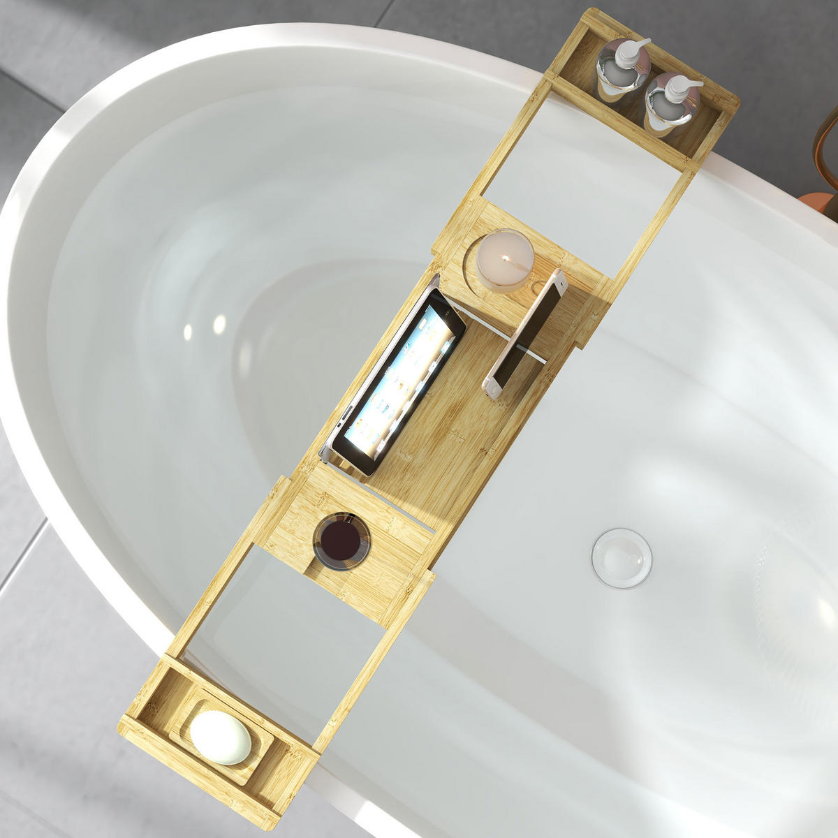 BADEWANNENREGAL DE-17350 - Naturfarben, Naturmaterialien (23/4.5/109cm) - ComfortXL