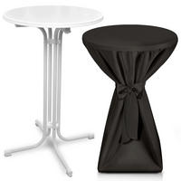 STEHTISCH Bellini Ø 80cm Weiß mit Premium Stehtischhusse Ø 80cm Schwarz - Schwarz, Metall (80/80/110cm) - Beautissu 