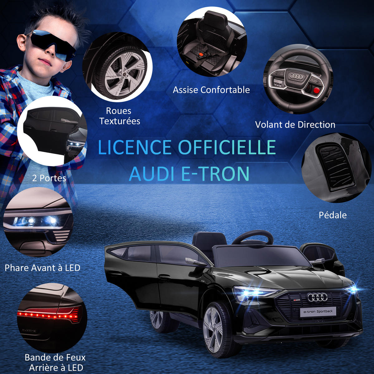 ELEKTRO-KINDERAUTO DE-13006 2,4G Fernbedienung Schwarz - Schwarz, Kunststoff (108/60/47cm) - ComfortXL