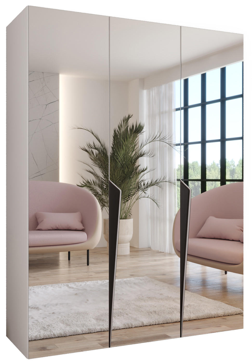 DREHTÜRENSCHRANK 202/150/52 3-türig - Schwarz/Weiß, Holz/Metall (150/202/52cm) - Abiks Möbel