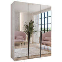 DREHTÜRENSCHRANK 202/150/52 3-türig - Schwarz/Weiß, Holz/Metall (150/202/52cm) - Abiks Möbel