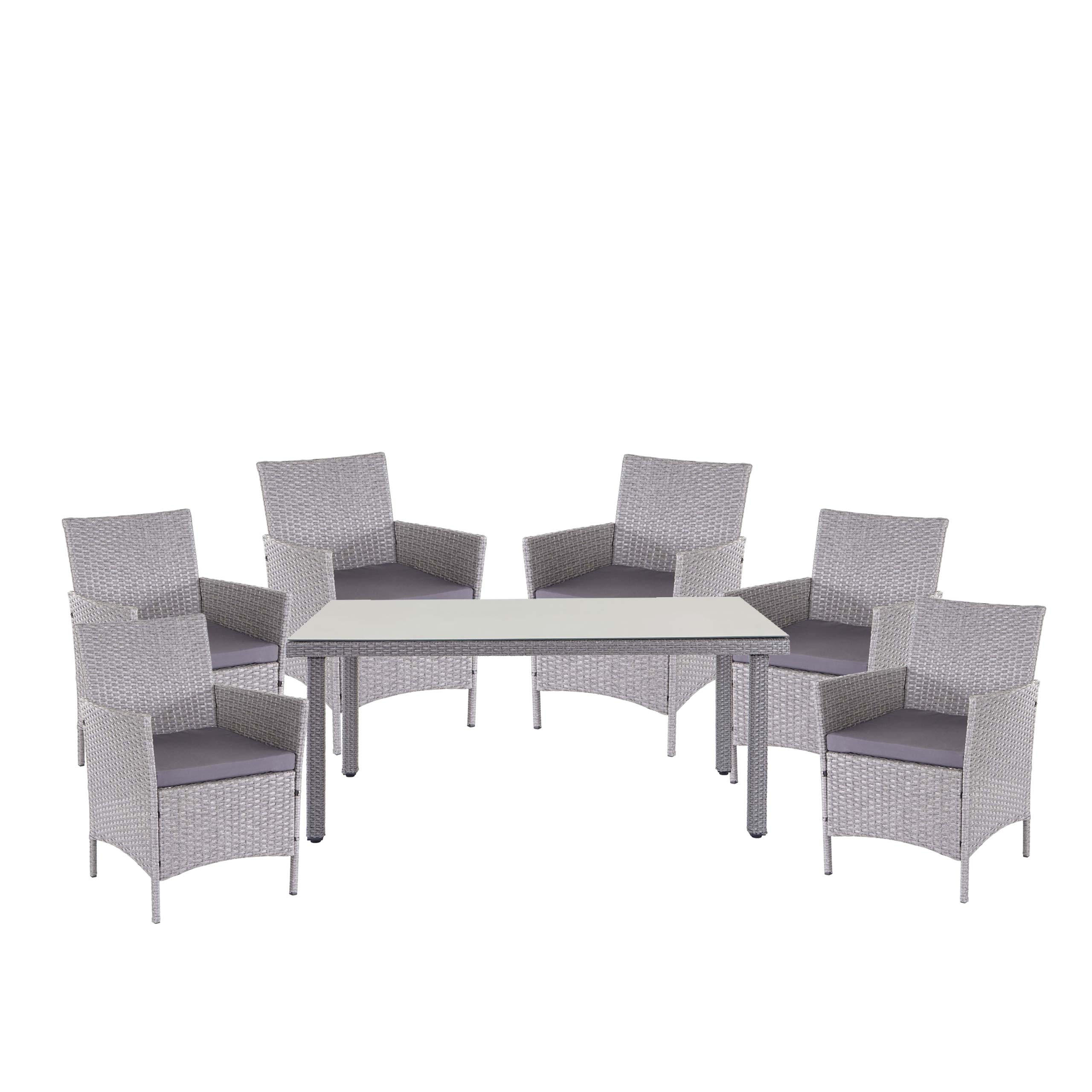 POLY-RATTAN-GARNITUR Grau, Anthrazit - Anthrazit/Grau, Kunststoff - MCW