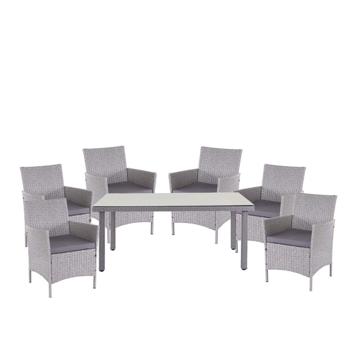 POLY-RATTAN-GARNITUR Grau, Anthrazit - Anthrazit/Grau, Kunststoff - MCW