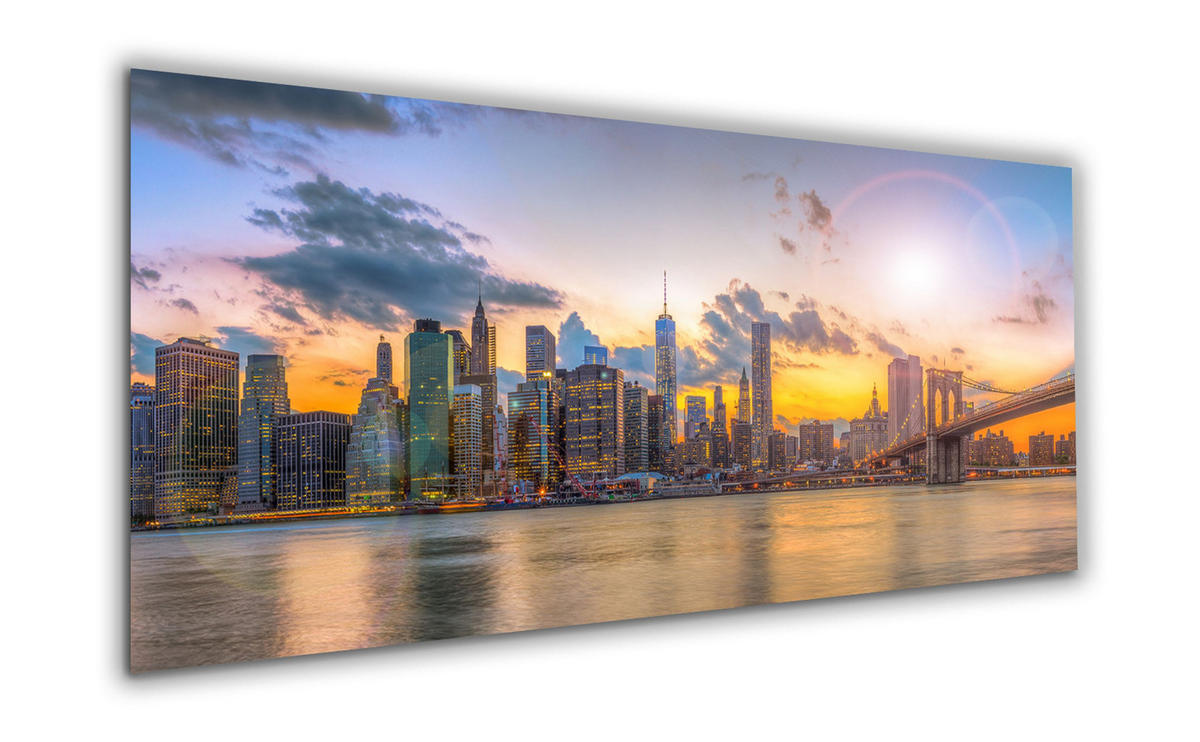 GLASBILD 125x50 cm New York Skyline - Gelb, Glas (125/50cm) - artissimo