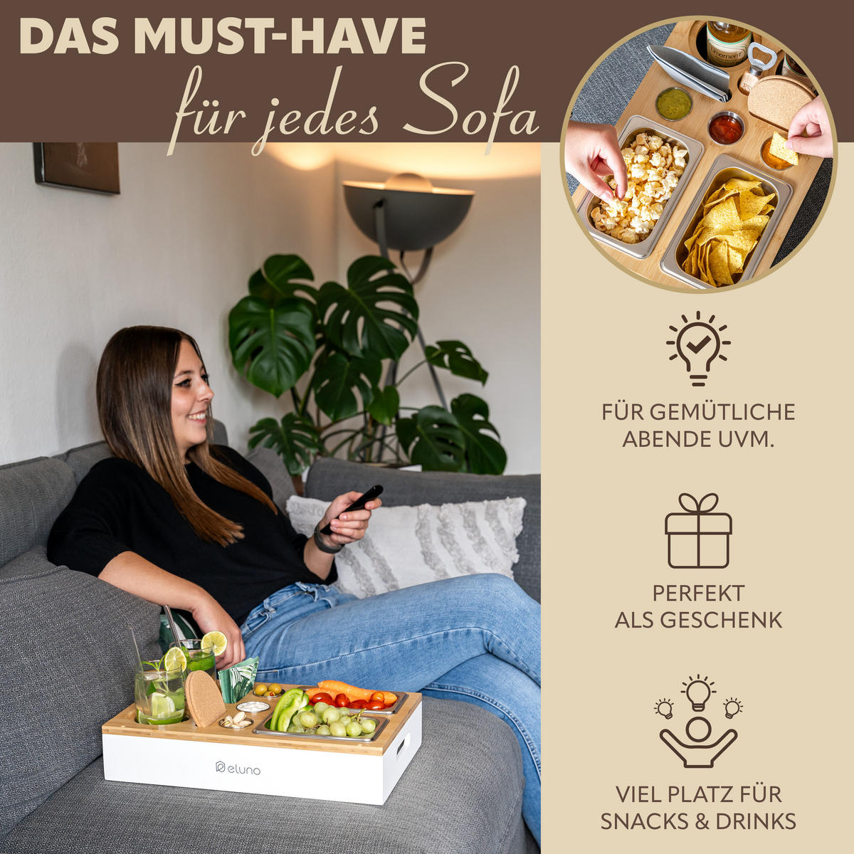 COUCHBAR 40141 - Weiß, Naturmaterialen (26/8/40cm) - eluno