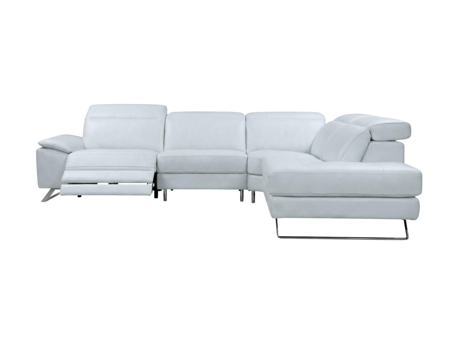 ECKSOFA Genius Echtleder mit 1 x Relaxfunktion Weiß - Weiß, Leder/Metall (264/230cm)