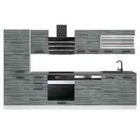 KÜCHENZEILE Cindy 300 cm, mit Arbeitsplatten, Glamour Wood - Grau, Holz (300/204/60cm) - B BELINI GROUP