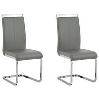 ESSZIMMERSTUHL 2er-Set Kunstleder Grau Greedin - Grau, Textil/Metall (42/99/50cm) - Beliani
