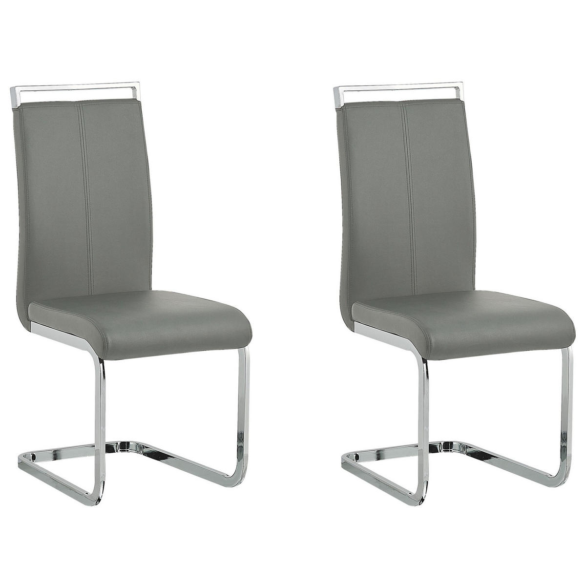 ESSZIMMERSTUHL 2er-Set Kunstleder Grau Greedin - Grau, Textil/Metall (42/99/50cm) - Beliani
