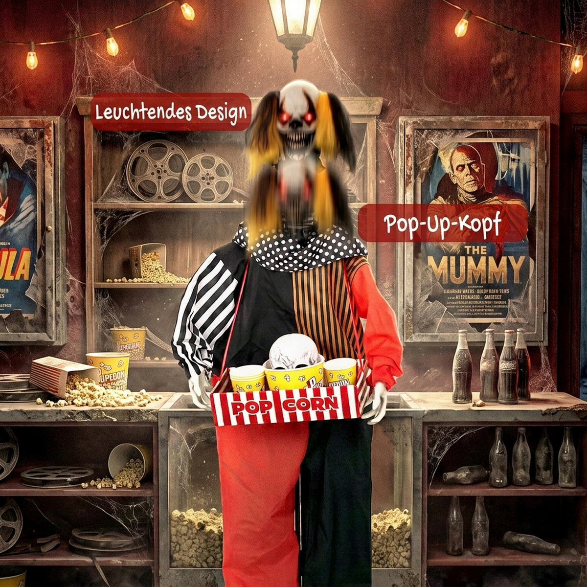 ANIMIERTE-HALLOWEEN-DEKORATION Metall Polyester Schwarz - Schwarz, Kunststoff (35/180/50cm) - HOMCOM