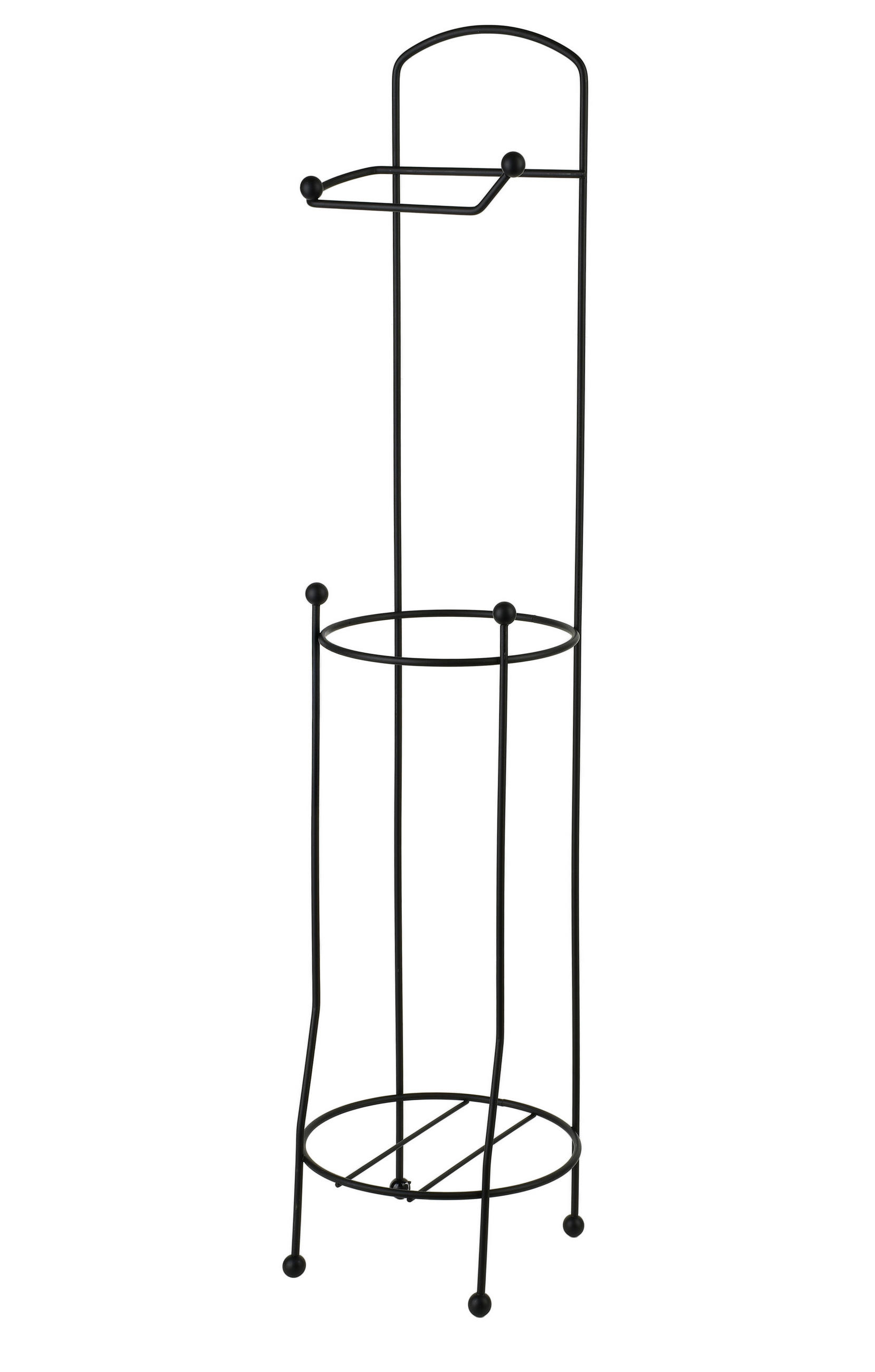 STOJAN NA TOALETNÍ PAPÍR S WC ŠTĚTKOU, kov, černá, 15,7/15,7/66 cm - černá, kov (20/70/20cm) - Mondex