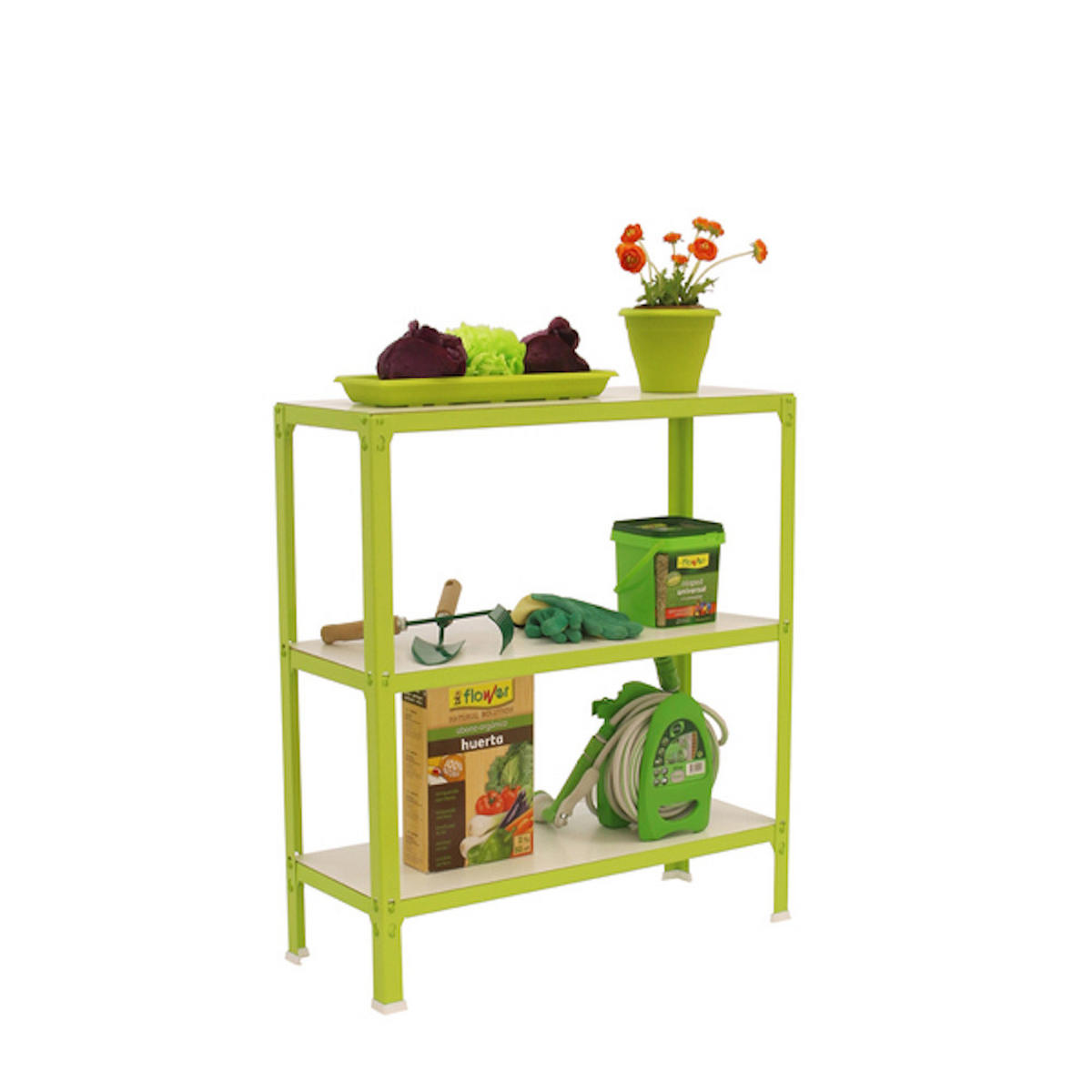 WOHNREGAL Living Koala Wood mit 3 Fachböden HxBxT 90 x 100 x 30 cm Grün/Weiß - Grün, Metall (100/90/30cm) - PROREGAL