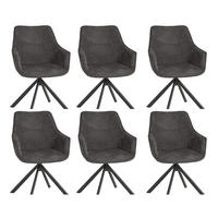 ESZIMMERSTÜHLE San Carlo 6er-Set - Schwarz/Grau, Textil/Metall (57/87/67cm) - Mr. Deko