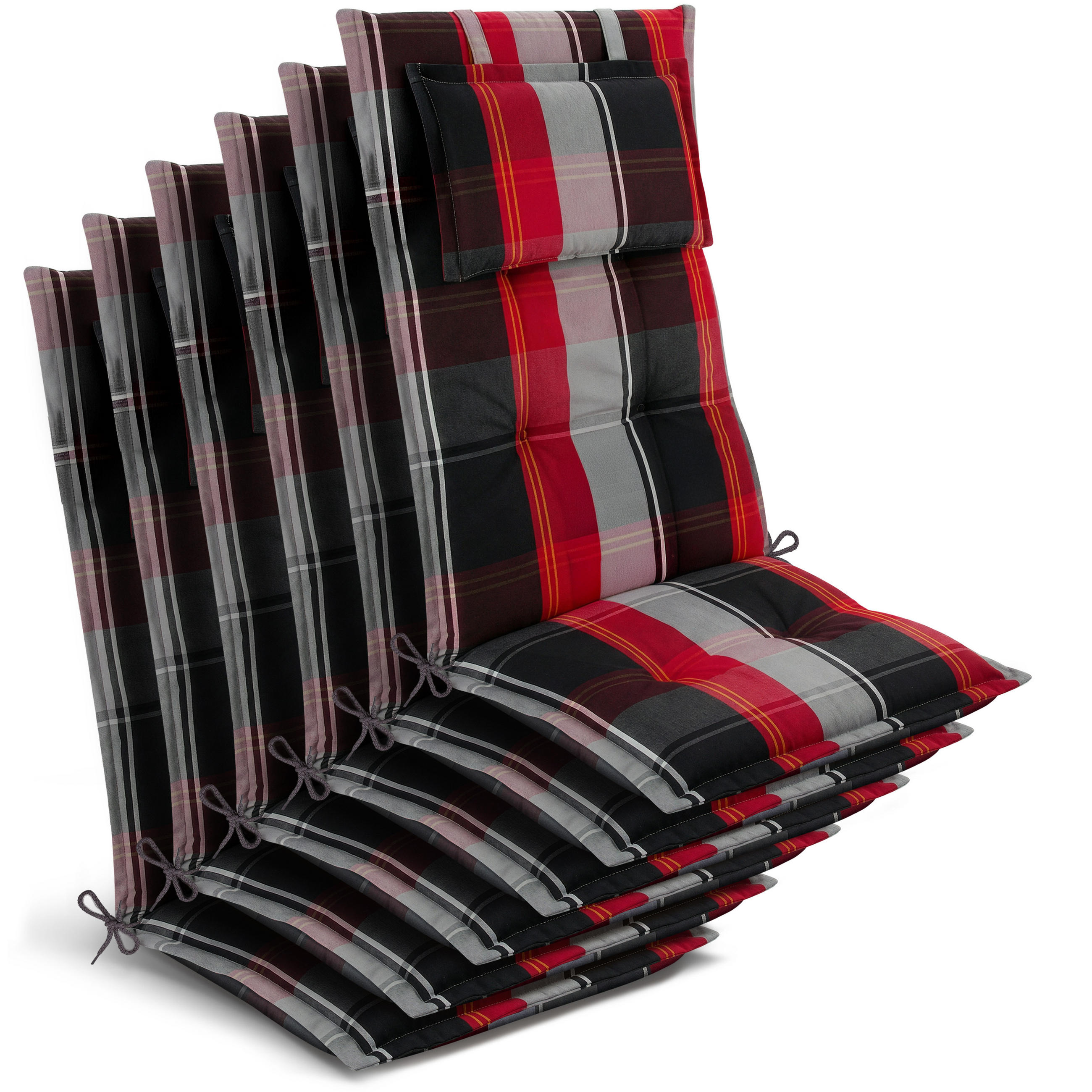 HOCHLEHNER Highlux HL 120x52x7cm Schwarz-Rot-Weiß-Kariert (6tlg) - Schwarz, Textil (52/120cm) - Beautissu 