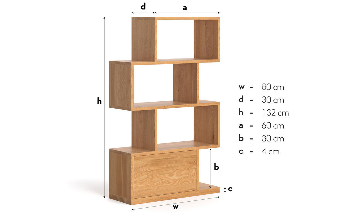 REGAL Domino aus massivem Eichenholz - Eichefarben/Naturfarben, Holz (120/132/30cm) - Danzz