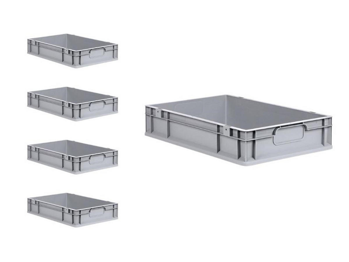 EUROBOX 5x Nextgen Economy Griffe Geschlossen 12x40x60cm 23 Liter - Grau, Kunststoff (40/12/60cm) - PROREGAL