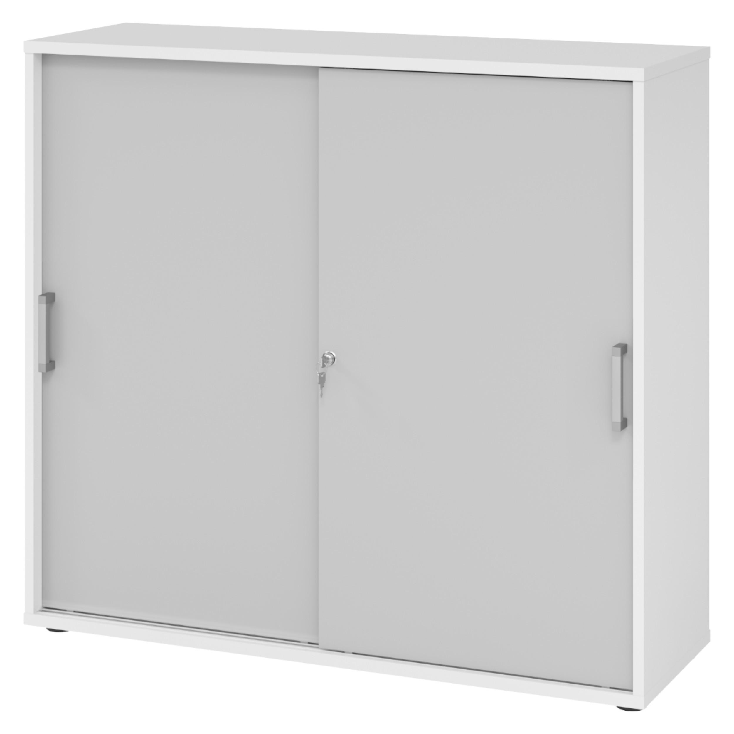 bümö Schiebetürenschrank Weiß, Grau 120x110x40 cm