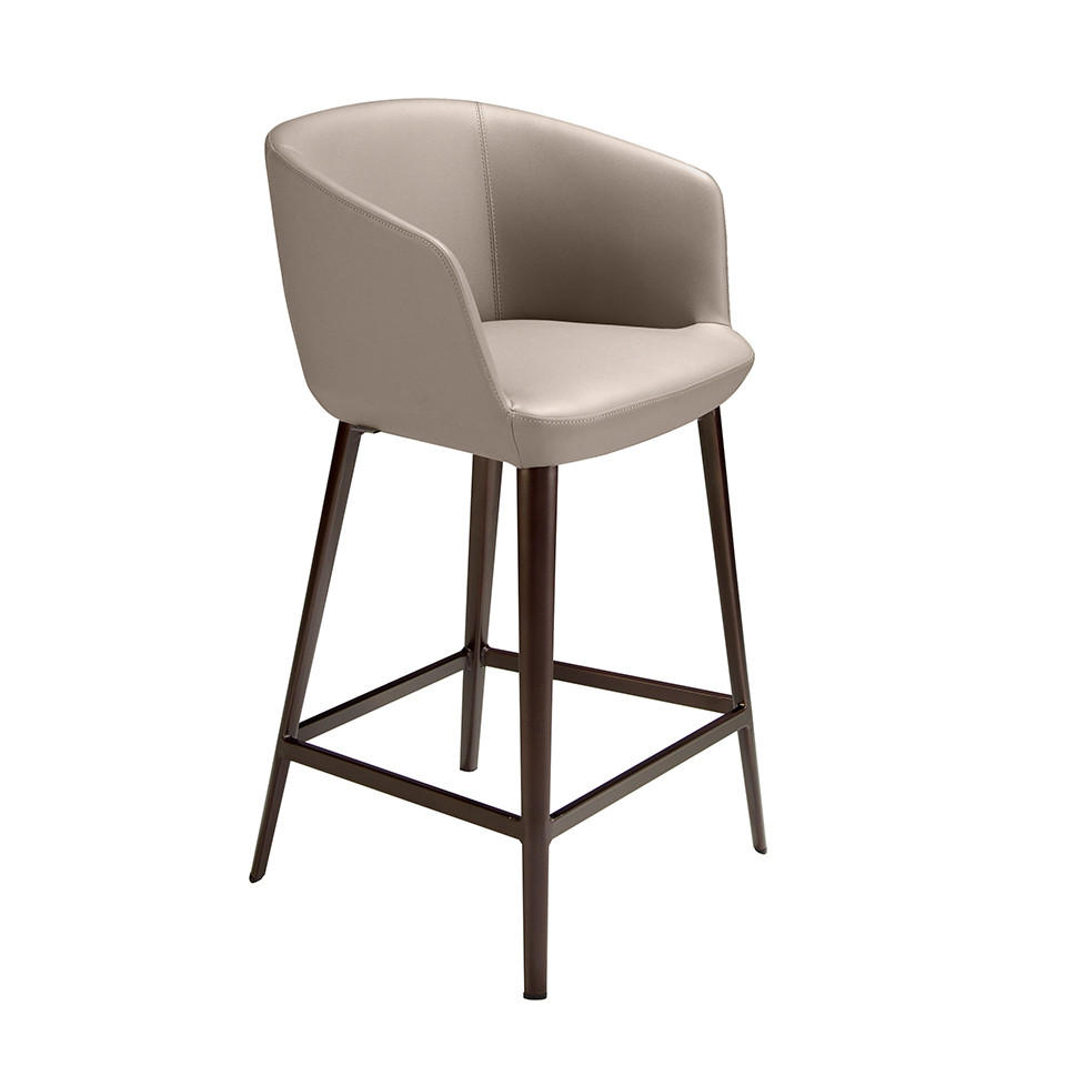 BARHOCKER Grau Braun 56/53/91 cm - Braun/Grau, Leder (56/91/53cm) - ANGEL CERDA