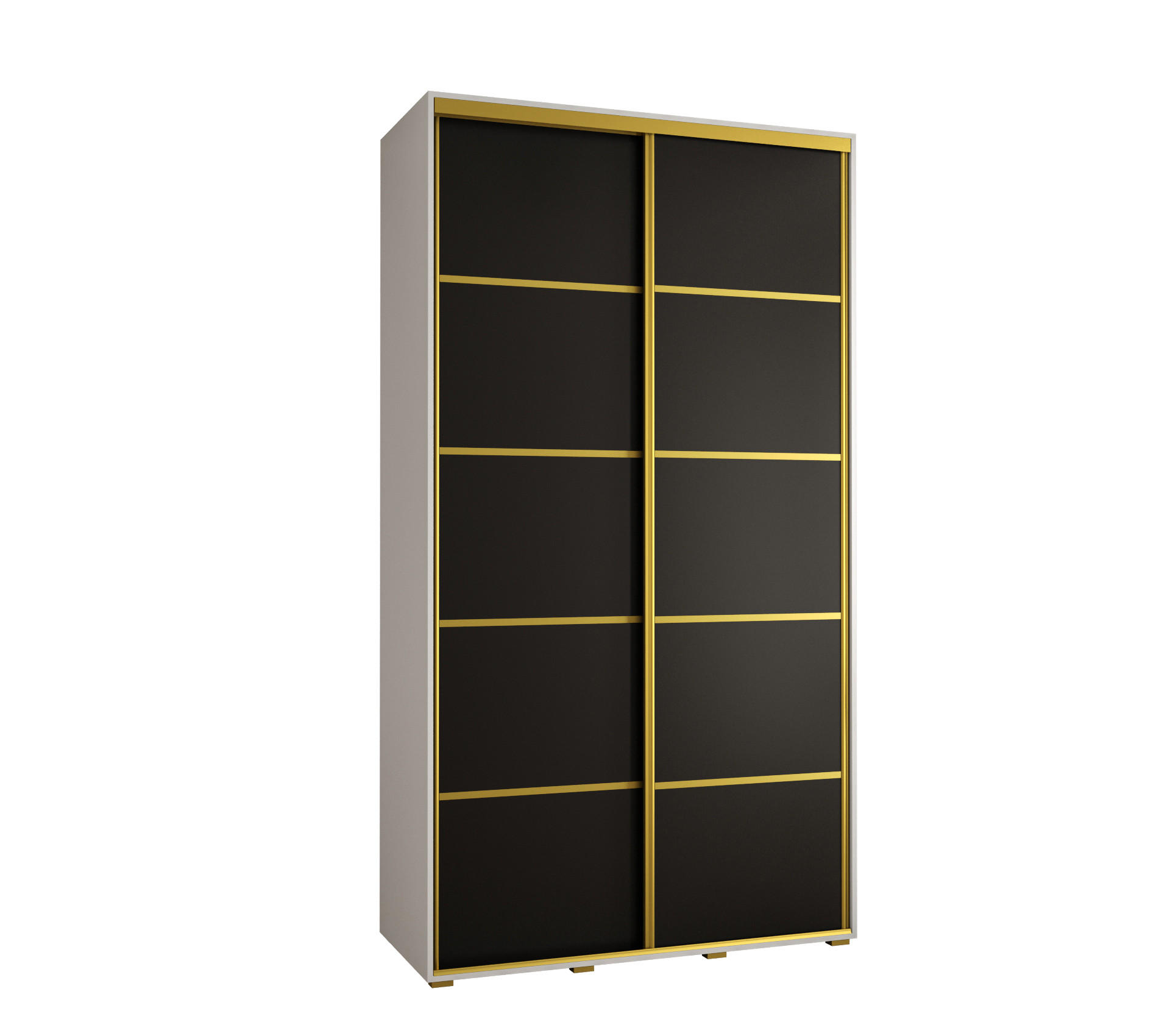 Abiks Möbel Schwebetürenschrank Weiß, Schwarz, Gold 130x235x45 cm