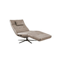 RELAXLIEGE LETICIA Grau Leder - Schwarz/Grau, Leder/Metall (82/115/156cm) - KAWOLA