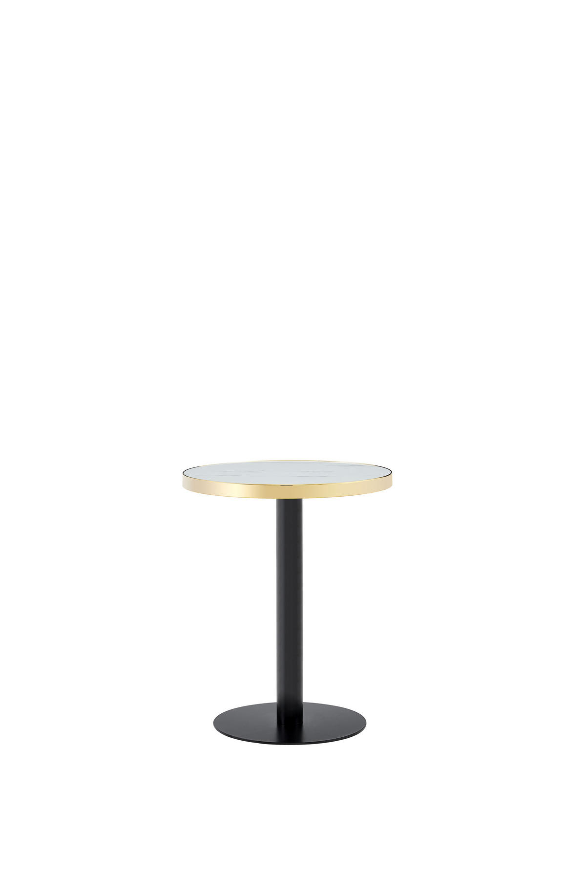 BEISTELLTISCH DE-37359 rund mit Marmoroptik und Goldrand Weiß - Weiß, Metall (60/60/74cm) - ComfortXL