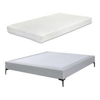 POLSTERBETT Lilla mit Matratze - Hellgrau, Holzwerkstoff/Textil (140/200cm) - [en.casa]