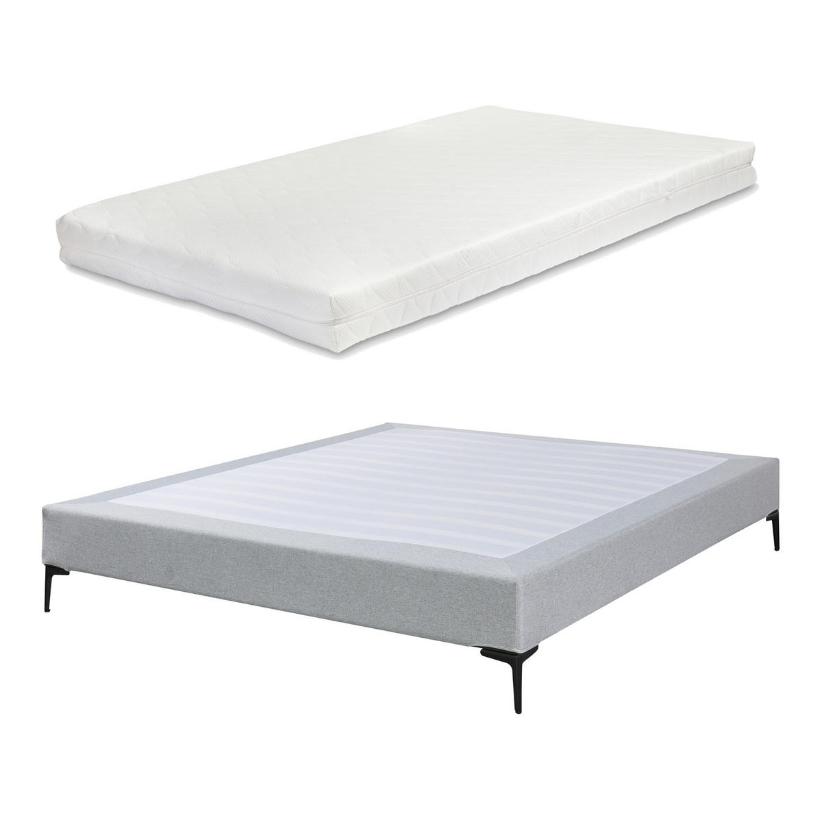 POLSTERBETT Lilla mit Matratze - Hellgrau, Holzwerkstoff/Textil (140/200cm) - [en.casa]