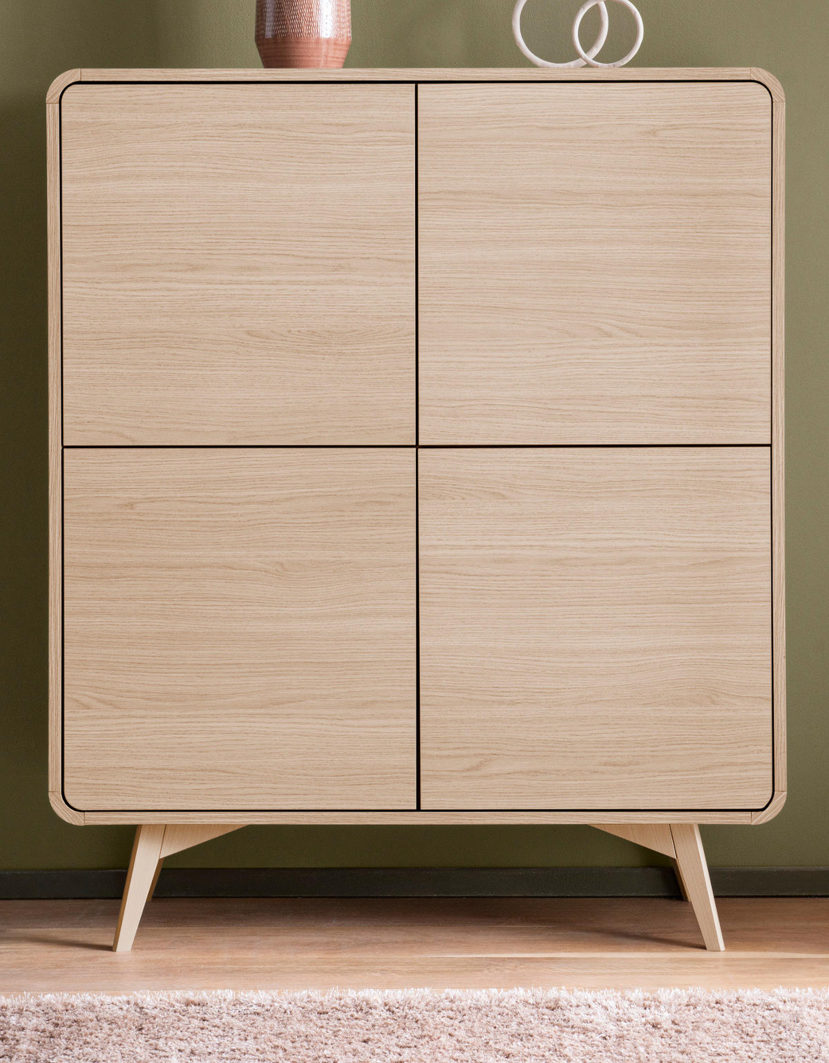 HIGHBOARD Eiche natur skandinavisch 108 cm, Kommode mit Push-to-Open - Eichefarben, Holz/Holzwerkstoff (108/130/39cm) - Furn.Design
