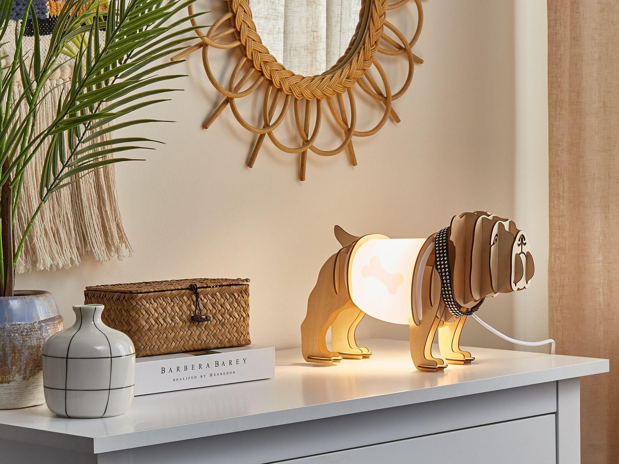 TISCHLAMPE Douce 14/32/22 cm - Hellbraun, Holzwerkstoff (14/32/22cm) - Beliani