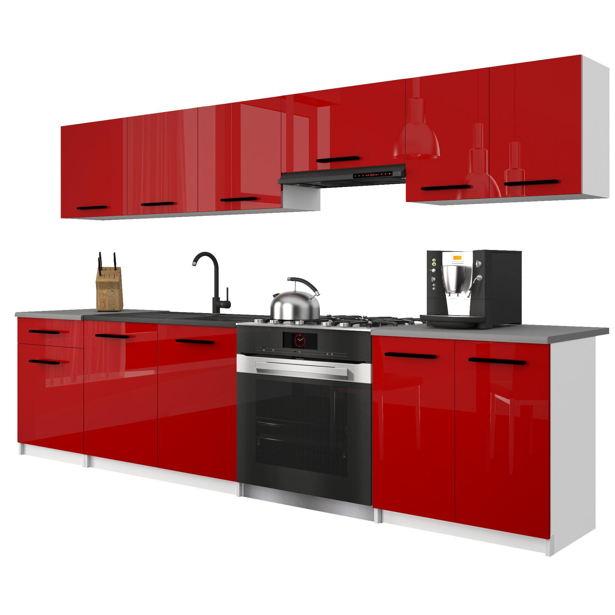 B BELINI GROUP KUCHYŇSKÁ LINKA Italia 2 240 cm, s pracovními deskami, Červená
