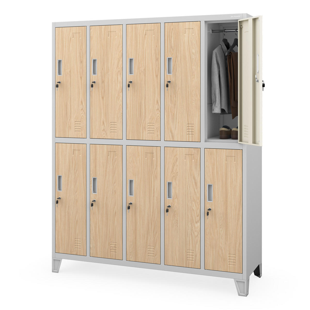 ARBEITSSCHUTZ-KLEIDERSCHRANK BARTEK 172 x 136 x 45 cm - Grau/Sonoma Eiche, Metall (136/172/45cm) - Jan Nowak