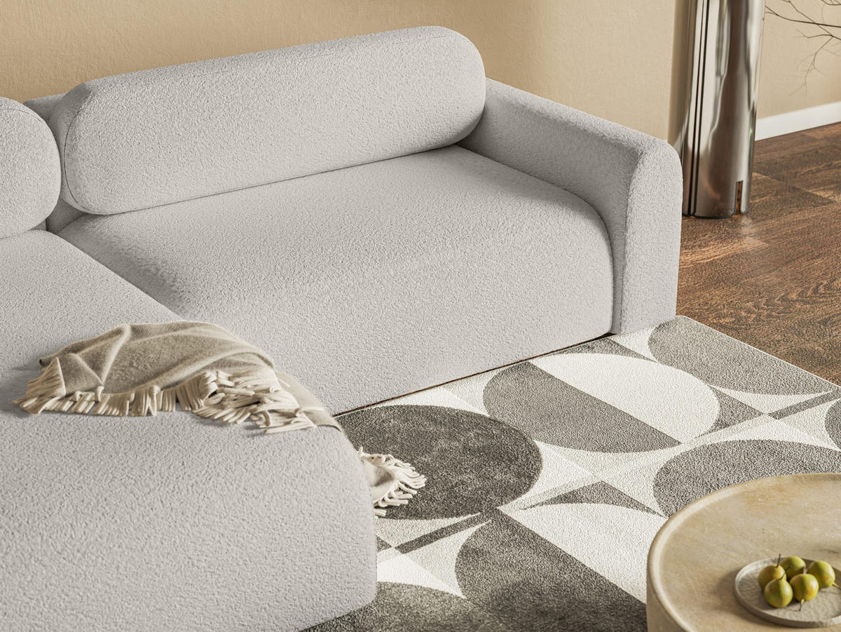 ECKSOFA Lome L mit Schlaffunktion, Silber - Grau, Textil (286/185cm) - Fedve