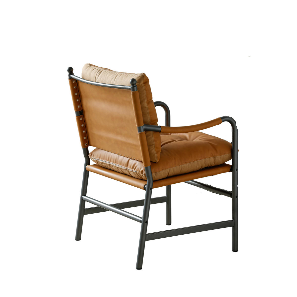 SESSEL PU-Leder mit schwarzem Metallrahmen, DE-42431, Braun - Braun, Metall (62/90/60cm) - ComfortXL