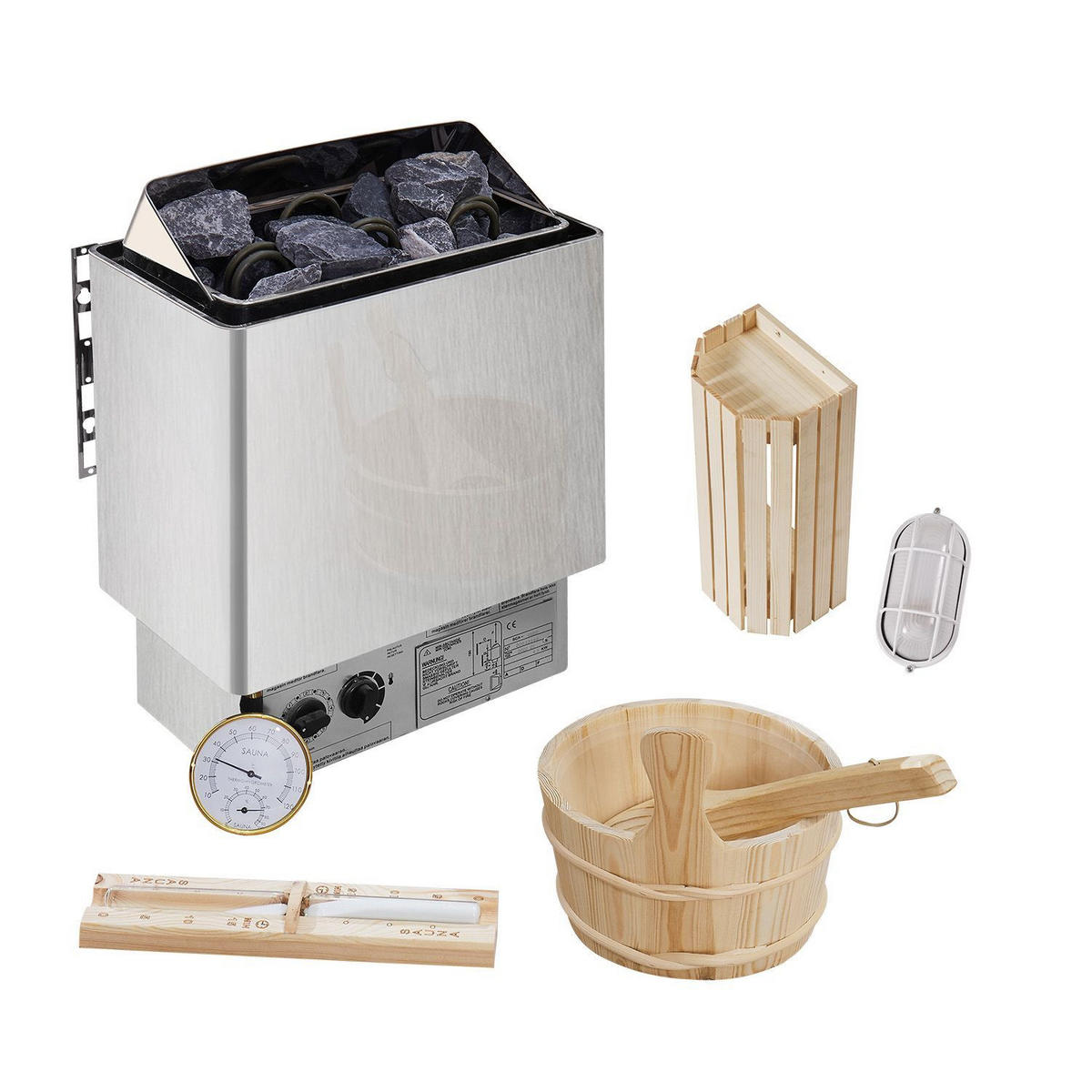 FASSSAUNA Spitzbergen 180 cm mit 6 kW Saunaofen (4 Personen) - Naturfarben, Holz (191/193/180cm) - Artsauna