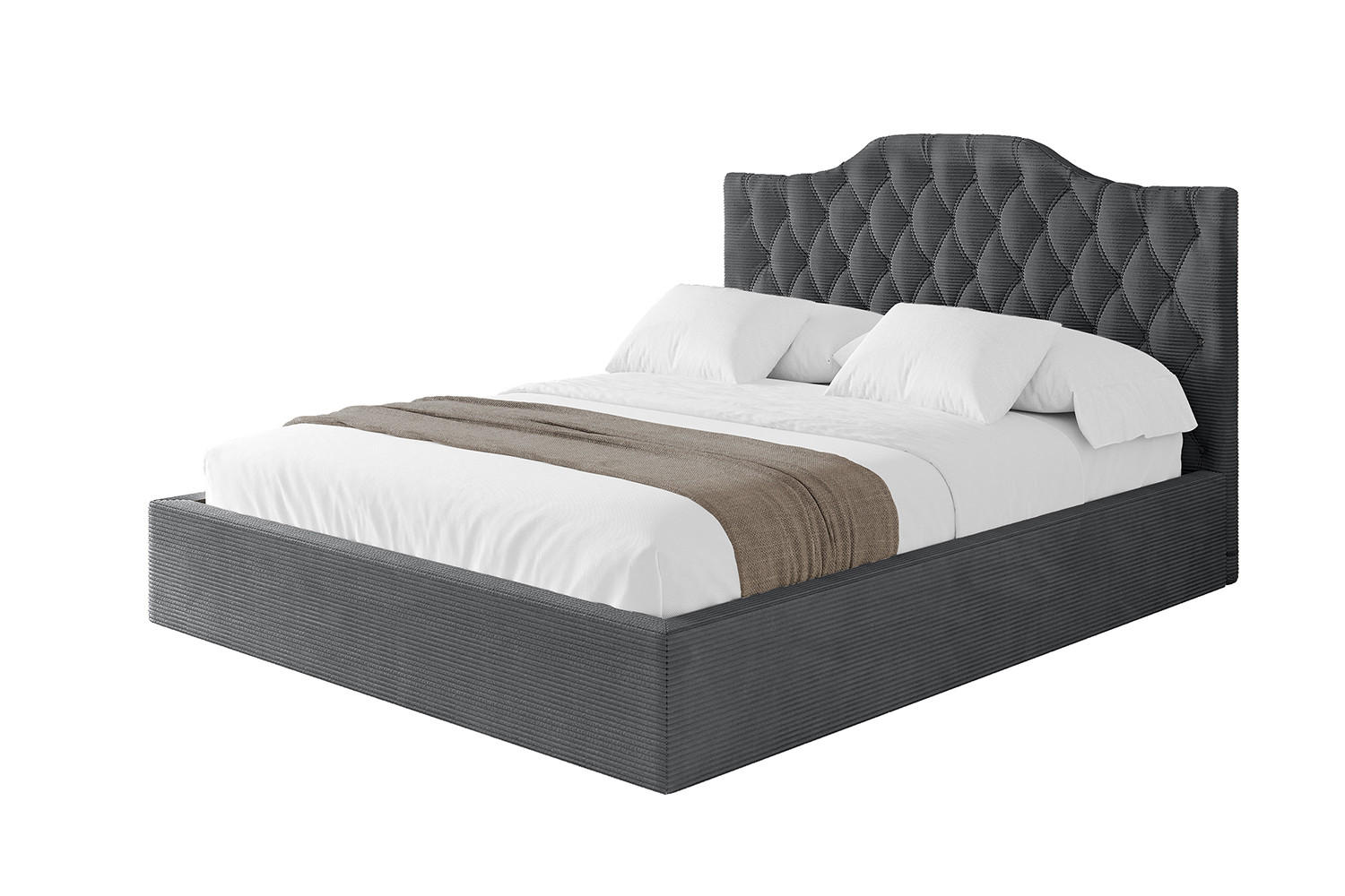 POLSTERBETT mit Bettkasten und Lattenrost, Boxbett ohne Matratze - FALIO 180x200 Dunkelgrau - Anthrazit, Holzwerkstoff/Textil (180/200cm) - ALTDECOR