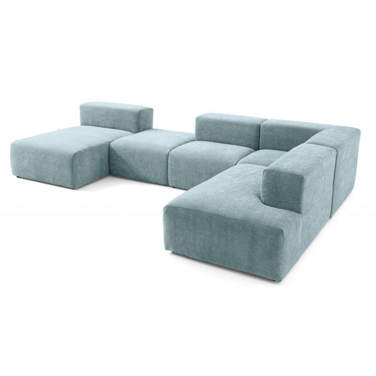 5-SITZER modulares Wohnlandschaft U XXL HEAVEN SET 6 Rechts, Breite 375 cm Webstoff Blaugrau - Blaugrau/Schwarz, Holz/Kunststoff (245/73/375cm) - Muffo